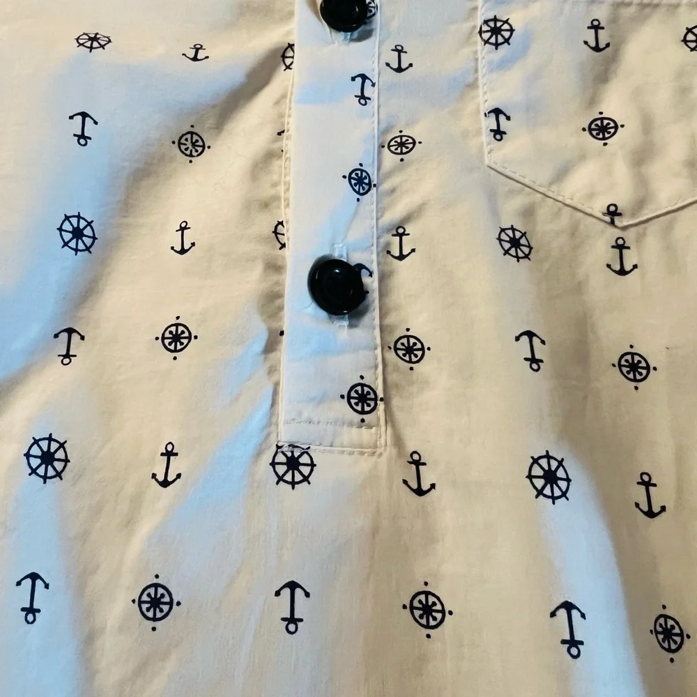 Rachel Riley White Long-Sleeve Nautical Anchor Print One-Piece